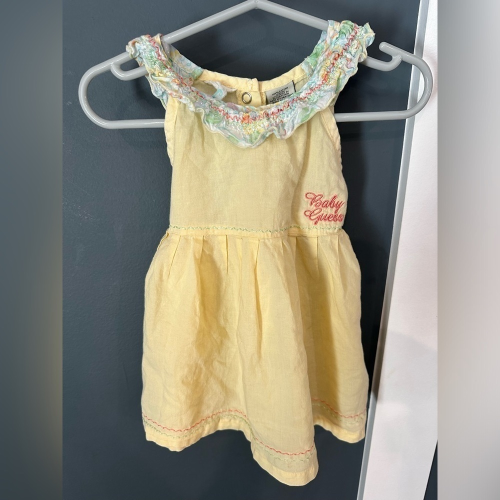 Guess Yellow Dress with Floral Trim
